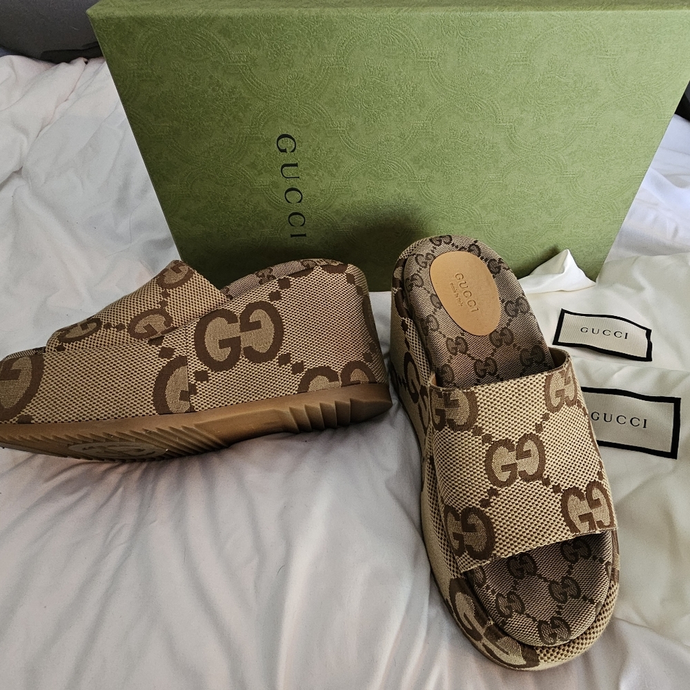 Authentic Gucci Platform Slides Gg - image 3